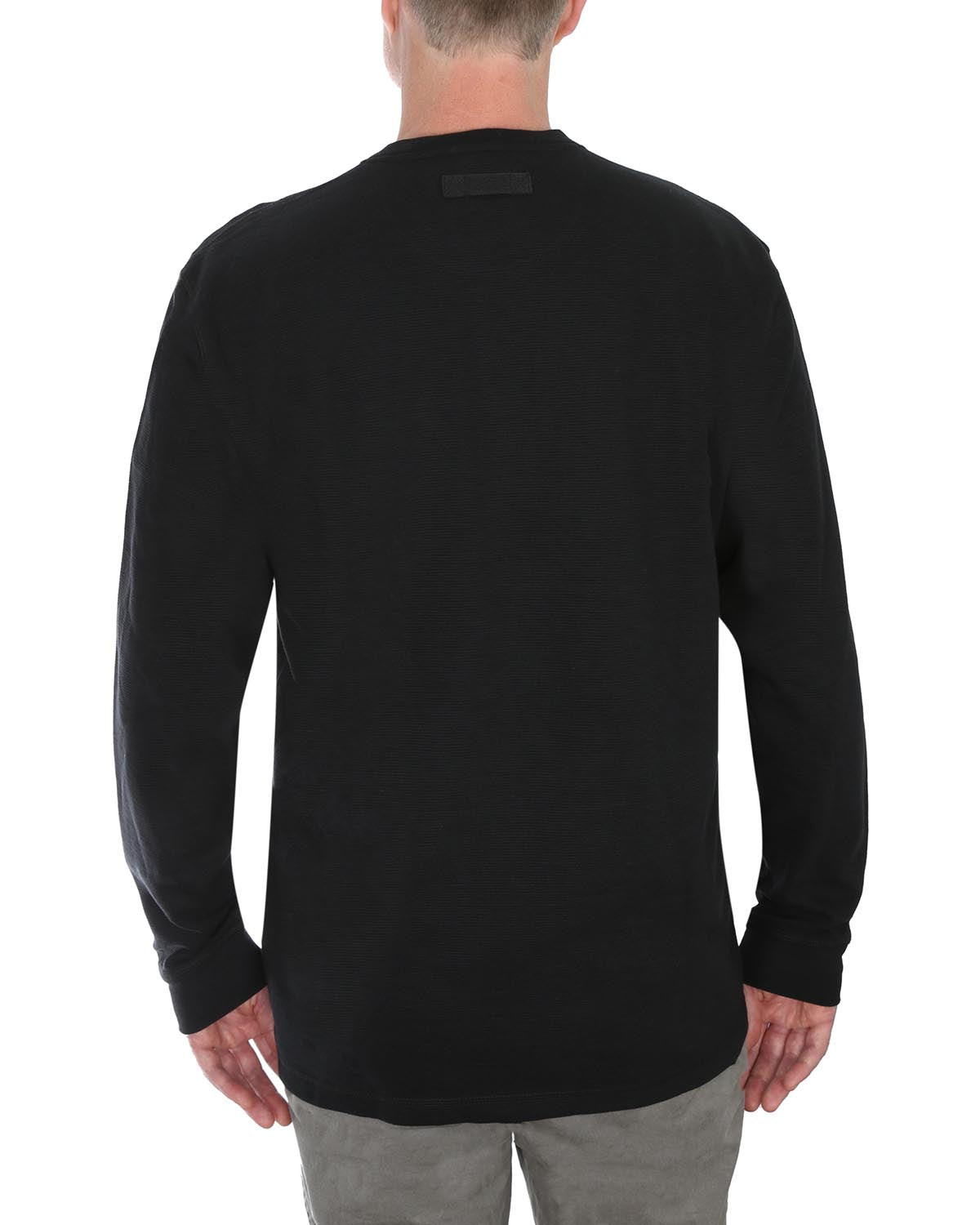 LAYER UP LONG SLEEVE HENLEY WAFFLE IN BLACK