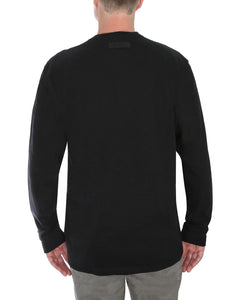 LAYER UP LONG SLEEVE HENLEY WAFFLE IN BLACK