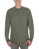 Load image into Gallery viewer, LAYER UP LONG SLEEVE HENLEY WAFFLE IN FOREST GREEN
