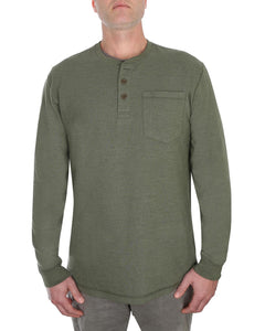 LAYER UP LONG SLEEVE HENLEY WAFFLE IN FOREST GREEN