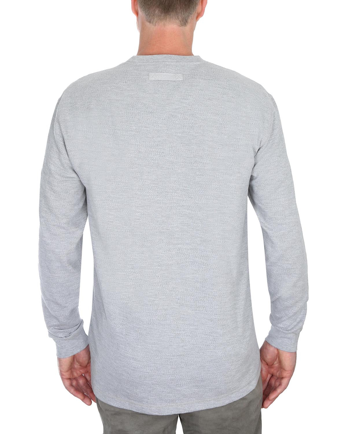 LAYER UP LONG SLEEVE HENLEY WAFFLE IN LIGHT GREY